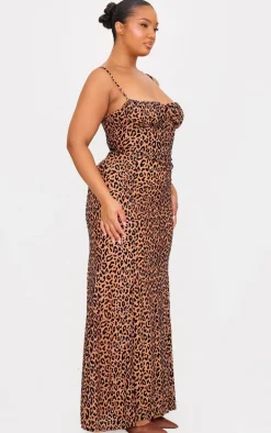 Plus Brown Animal Devore Maxi Dress