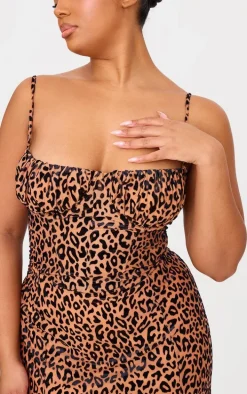 Plus Brown Animal Devore Maxi Dress