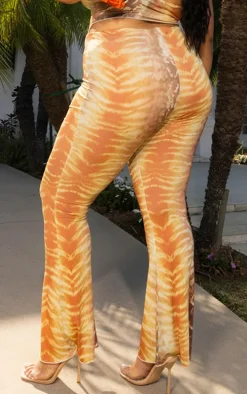 Plus Brown Animal Print Flared Pants