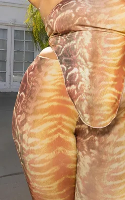 Plus Brown Animal Print Flared Pants