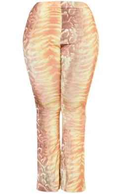 Plus Brown Animal Print Flared Pants