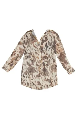 Plus Brown Cow Print Beach Shirt
