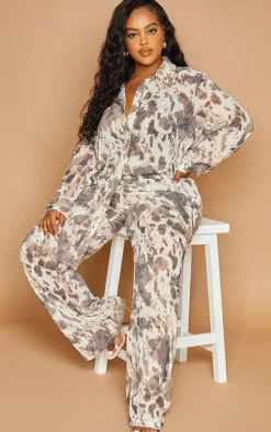 Plus Brown Cow Print Beach Flares