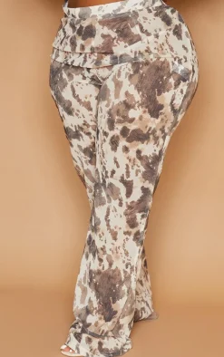 Plus Brown Cow Print Beach Flares