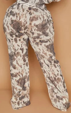 Plus Brown Cow Print Beach Flares