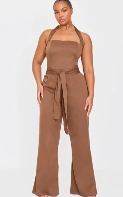 Plus Brown Scarf Detail Corset