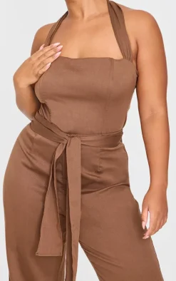 Plus Brown Scarf Detail Corset