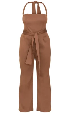 Plus Brown Scarf Detail Corset