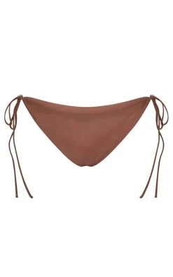 Plus Brown Tie Side Mini Bikini Bottoms