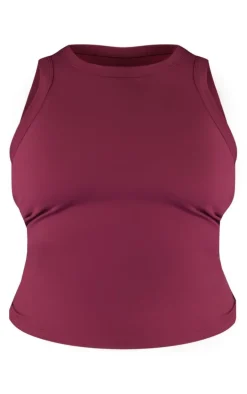 Plus Burgundy Sculpt Longline Gym Racer Top