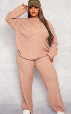 Plus Cappuccino Soft Rib Knit Pants