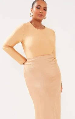 Plus Champagne Long Sleeve Bodysuit