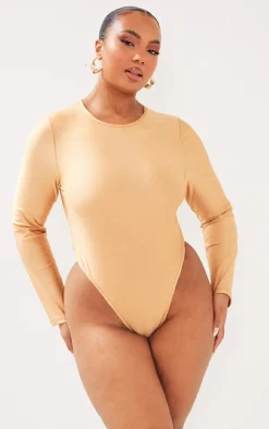 Plus Champagne Long Sleeve Bodysuit