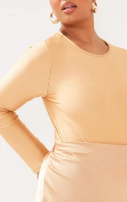 Plus Champagne Long Sleeve Bodysuit