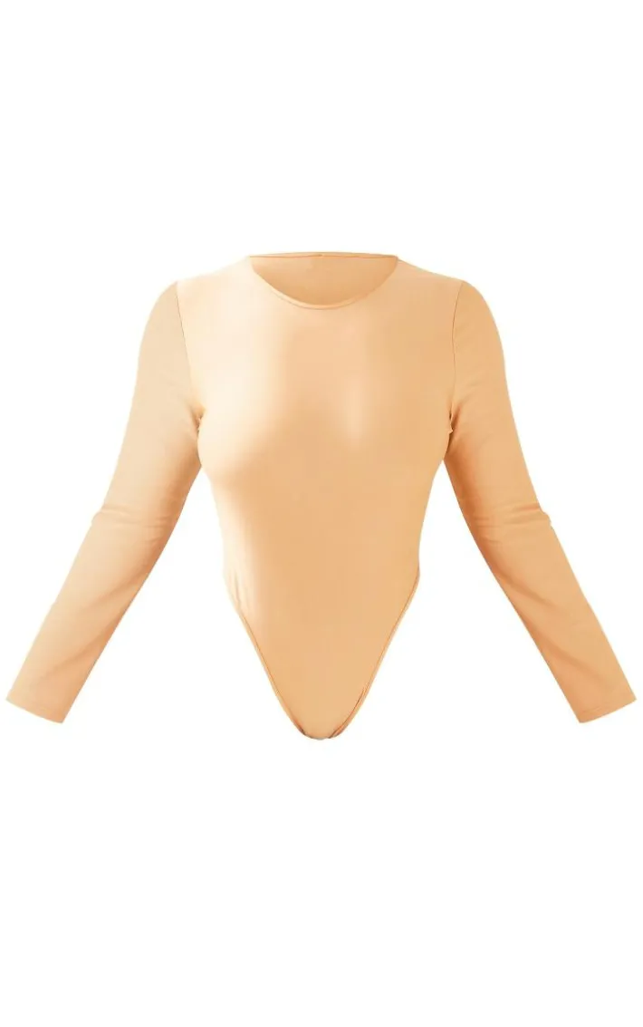 Plus Champagne Long Sleeve Bodysuit