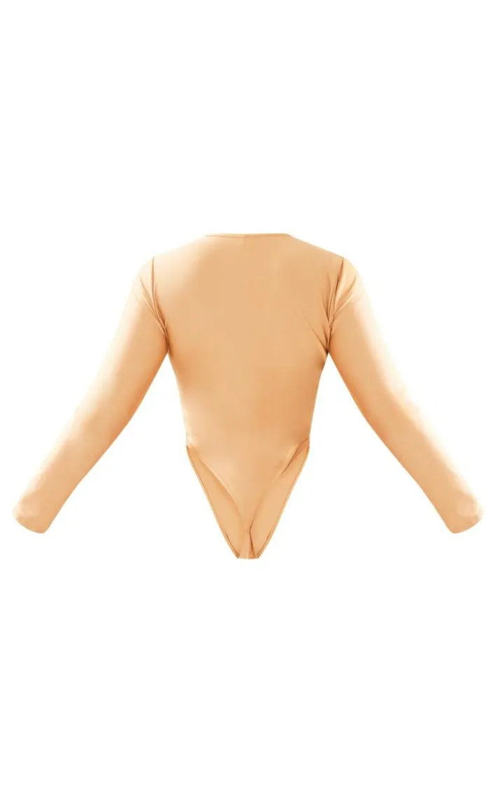 Plus Champagne Long Sleeve Bodysuit