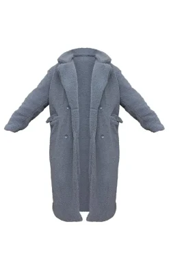 Plus Charcoal Longline Borg Coat