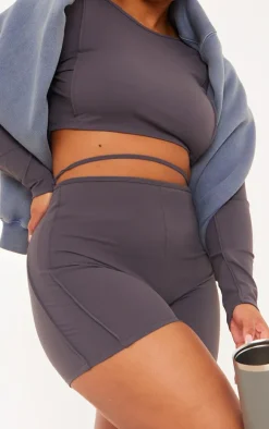 Plus Charcoal Sculpt Seam Detail Gym Top