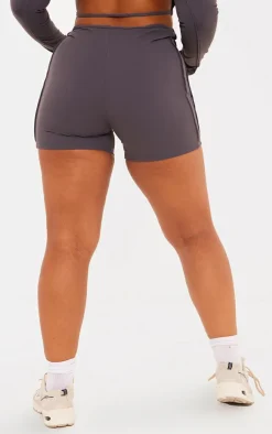 Plus Charcoal Sculpt Seam Detail Gym Shorts