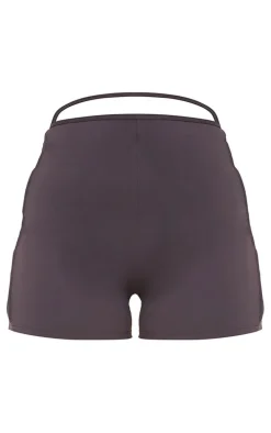 Plus Charcoal Sculpt Seam Detail Gym Shorts