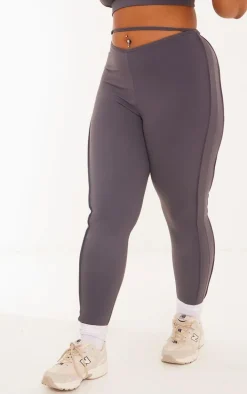 Plus Charcoal Sculpt Strappy Gym Leggings