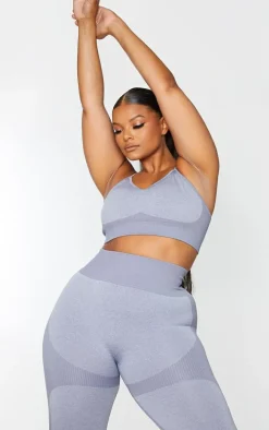 Plus Charcoal Seamless Longline Sports Bra Top