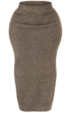 Plus Charcoal Soft Knit Boucle Maxi Skirt