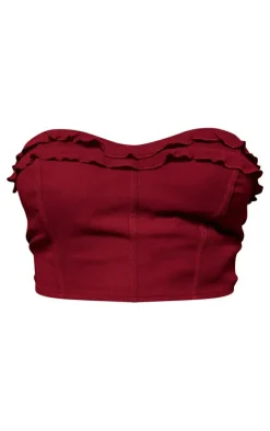 Plus Cherry Red Chiffon Frill Crop Top