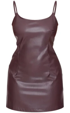 Plus Cherry Red Strappy Pu Bodycon Dress