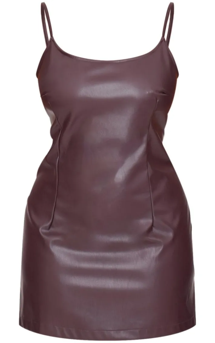 Plus Cherry Red Strappy Pu Bodycon Dress