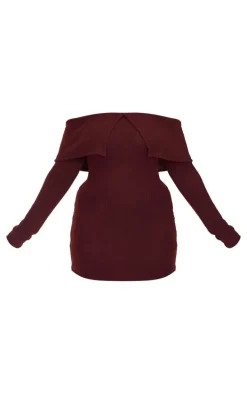 Plus Chocolate Soft Touch Bardot Mini Dress