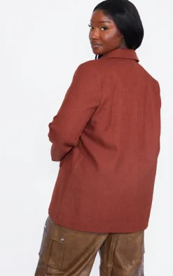 Plus Chocolate Brown Oversized Tailored Blazer