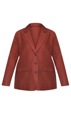 Plus Chocolate Brown Oversized Tailored Blazer