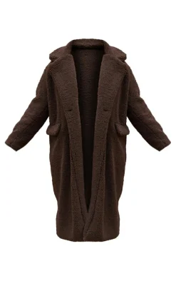 Plus Chocolate Longline Borg Coat