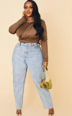 Plus Chocolate Slinky Cross Front Top