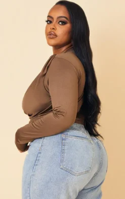 Plus Chocolate Slinky Cross Front Top