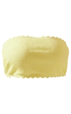Plus Citrus Yellow Crinkle Scallop Edge Bandeau Bikini Top