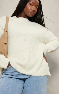 Plus Cream Bobble Knit Oversized Sweater