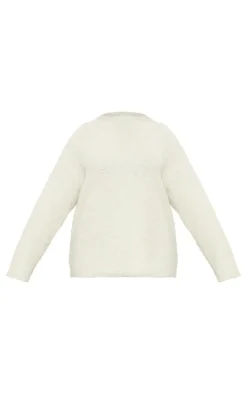 Plus Cream Bobble Knit Oversized Sweater