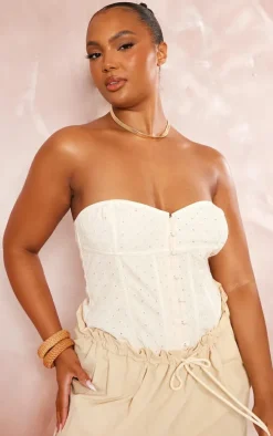 Plus Cream Broderie Bandeau Corset