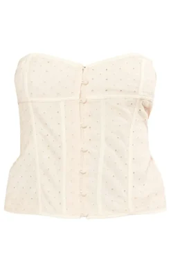 Plus Cream Broderie Bandeau Corset