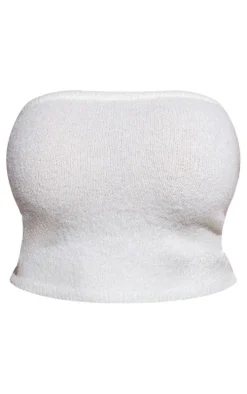 Plus Cream Brushed Knitted Bandeau Top
