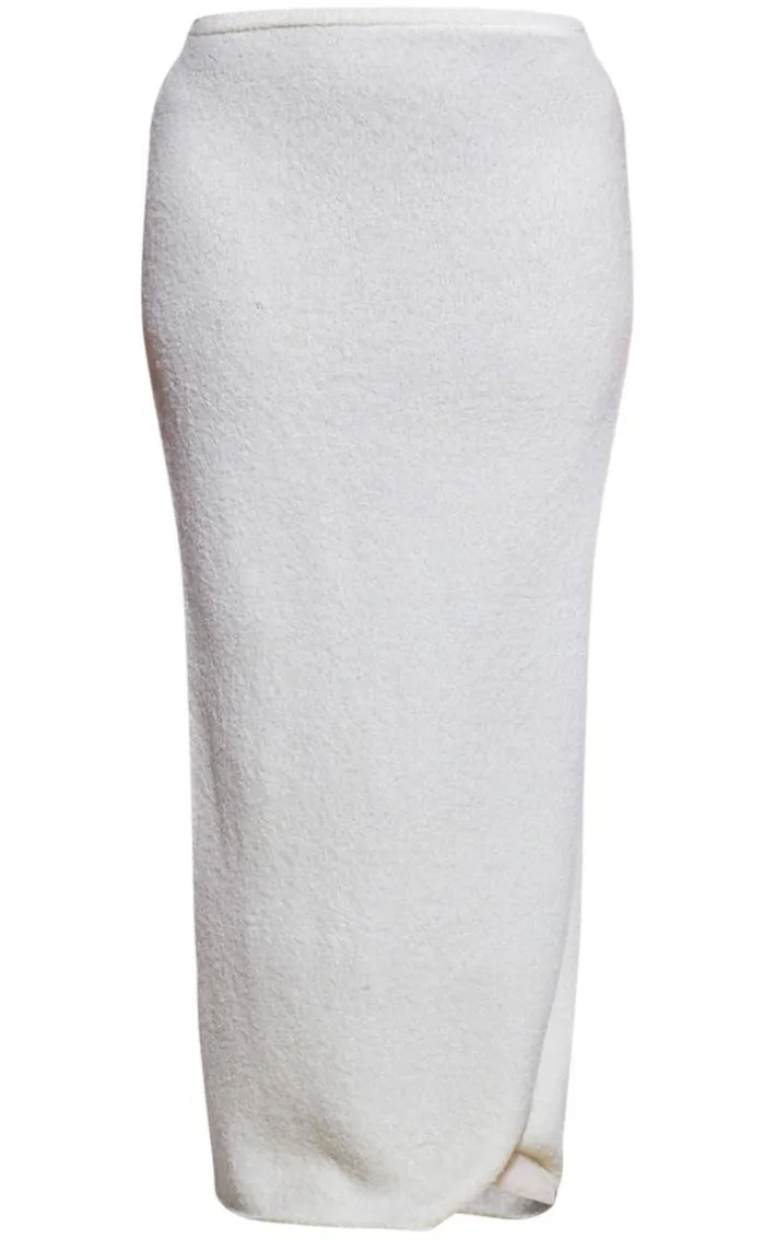 Plus Cream Brushed Knitted Maxi Skirt