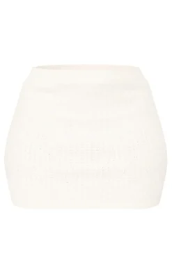 Plus Cream Brushed Knitted Mini Skirt