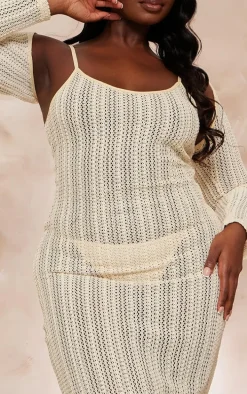 Plus Cream Detachable Sleeve Maxi Beach Dress