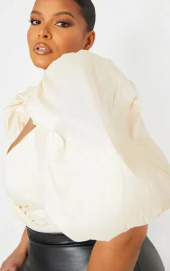 Plus Cream Extreme Puff Sleeve Bodysuit