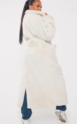 Plus Cream Faux Fur Maxi Coat