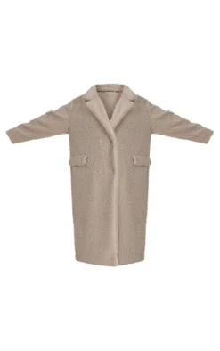 Plus Cream Longline Borg Coat