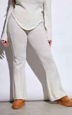 Plus Cream Marl Knit Wide Leg Pants