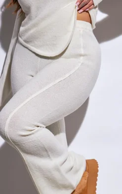 Plus Cream Marl Knit Wide Leg Pants